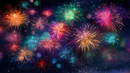 Colorful New Year Wallpaper with Fireworks