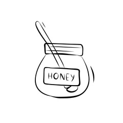 Honey jar sketch. Simple doodle style vector illustration