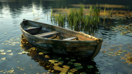 Fototapeta premium realistic high-resolution photo of boat, with detailed background