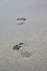 a footprint of a person's foot in the sand on the beach