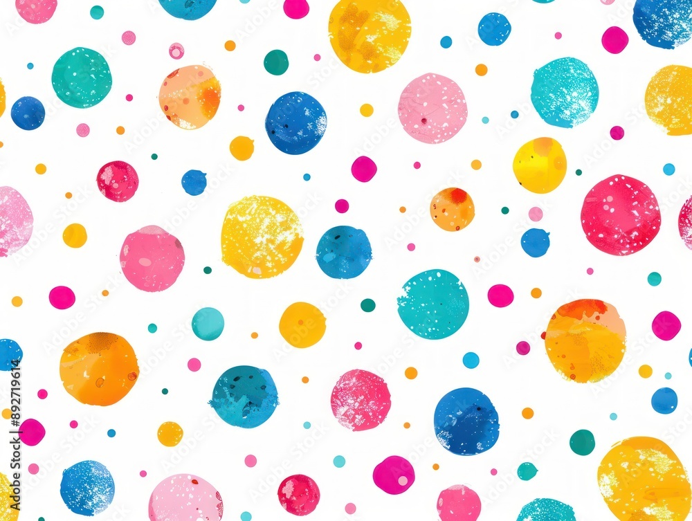 Poster abstract colorful pattern polka dot confetti on a white background