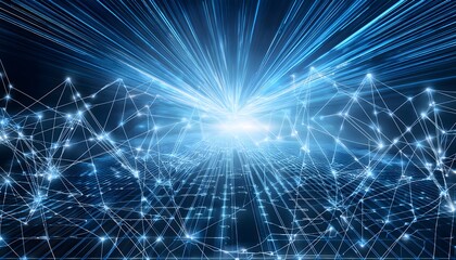 Fototapeta premium Virtual reality inspired background with interconnected data points and connections