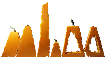 Pumpkin triangular slabs of different shapes.