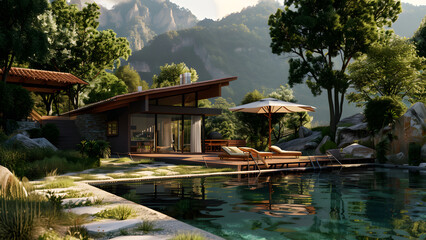 realistic high-resolution photo of house, with detailed background