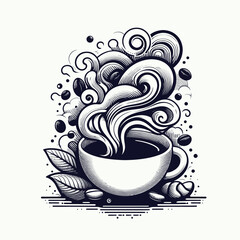 cup of coffee Abstract paint vector Artwork