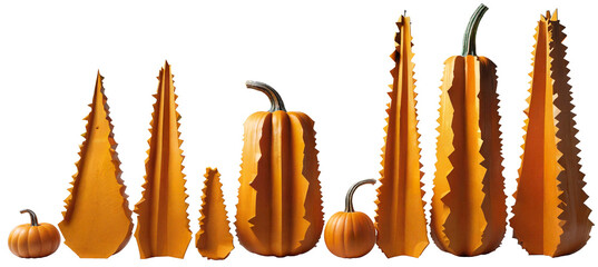 Abstract pumpkins of different shapes.