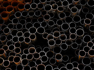 old rusty pipes in the junkyard