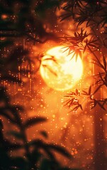 Fototapeta premium summer 3d background, sun, close up, focus on, bright tones, Double exposure silhouette with sun
