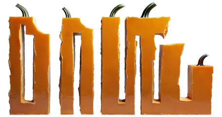 Abstract square shapes of pumpkin slabs.