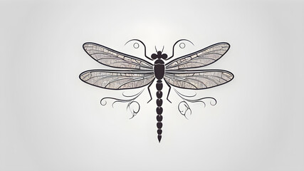Delicate dragonfly logo design on white background. Generative AI