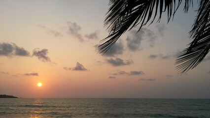 beautiful landscape on the sea coast at sunset