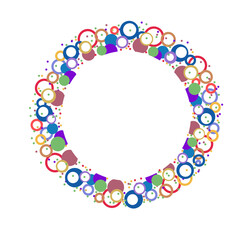 Multiple circles and bubbles, colorful blank frame template