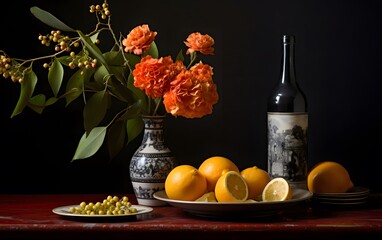 Still Life with Wine and Fruits © bharath