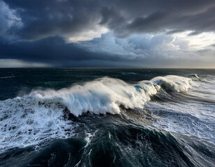 Obraz premium Large Dramatic Waves During a Storm