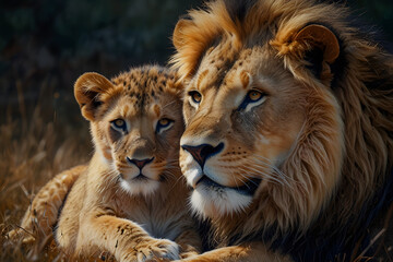 Fototapeta premium lion and lioness, portrait of a lion,male lion in the zoo,lion in the zoo, lion in the wild, male lion,lion in the zoo