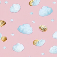 파스텔톤 디저트 구름 패턴 pastel tone dessert cloud pattern 