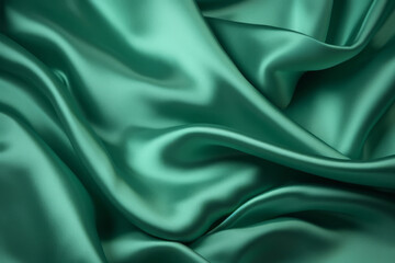 Fototapeta premium Processed collage of emerald green silk surface texture. Background for banner, backdrop