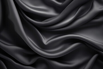 Obraz premium Processed collage of smooth elegant wavy deep black silk cloth fabric material texture. Background