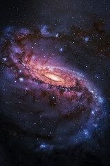 Fototapeta premium Stunning Spiral Galaxy in Deep Space with Vibrant Colors and Bright Stars