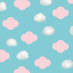 파스텔톤 솜사탕 구름 일러스트 패턴 Pastel tone cotton candy illust pattern