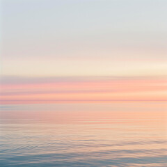 An art piece depicting a tranquil beach scene as the sun sets over the horizon.