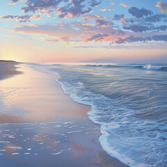 Tranquil ocean sunset with the calm waters.