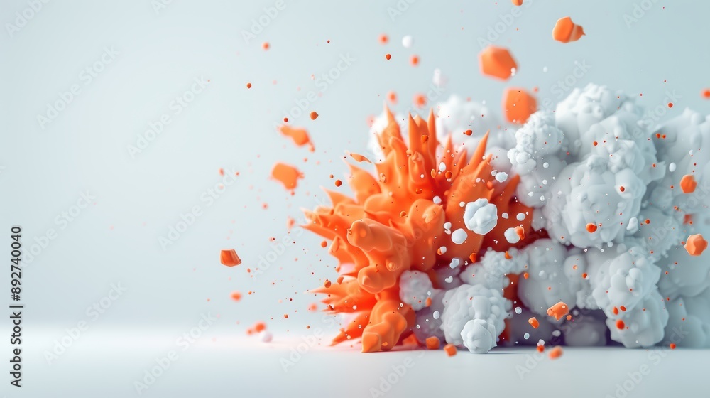 Poster a detailed illustration of explosion and fire effects, rendered with precision against a plain white