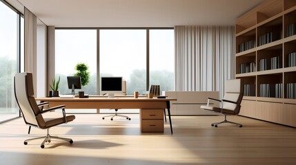 Fototapeta premium Minimalist home office with natural light
