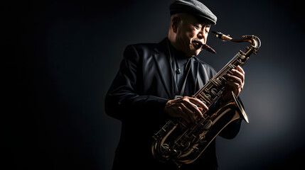 Naklejka premium Jazz musician playing the saxophone