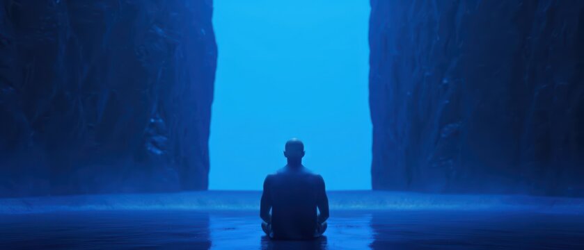 A mindfulness ad in an ultramodern, supernatural scene, with copy space for personalized content