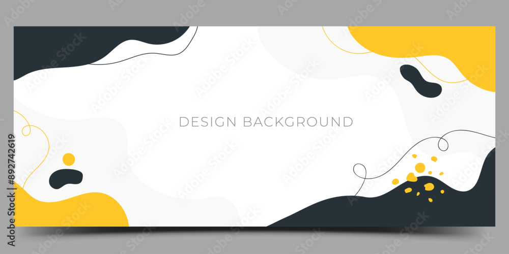 Wall mural abstract background with wavy yellow element and line banner design