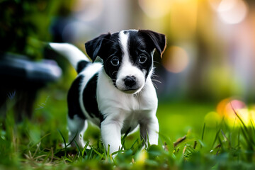 Black and white cute puppy