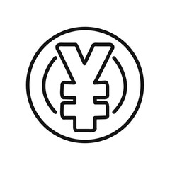 Yen sign icon linear graphics set vector
