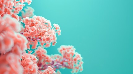 A bright teal backdrop with a solid coral color. 32k, full ultra hd, high resolution