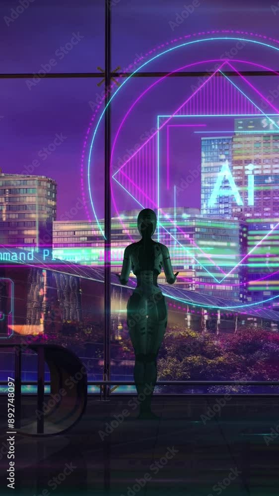 Poster corporate processes are managed by artificial intelligence. 3d render