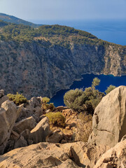 beautiful landscape from the mountain in Butterfly Valley in Turkey