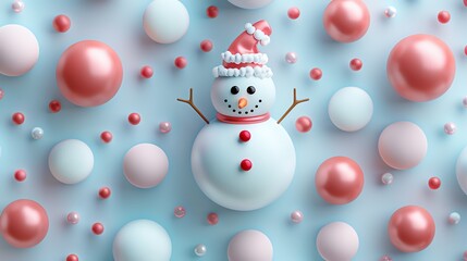 Fototapeta premium Christmas background with a snowman 