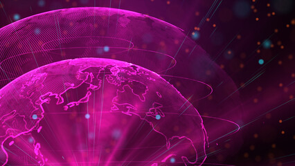 Digital purple planet of Earth, 3D animation