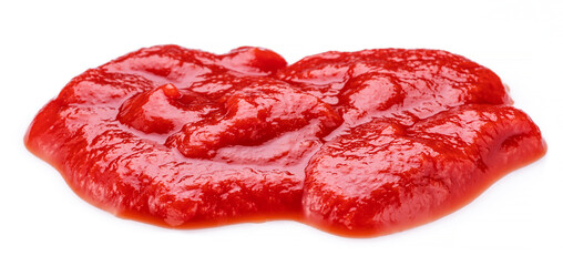 Tomato sauce or ketchup isolated on a white background. File contains clipping path.