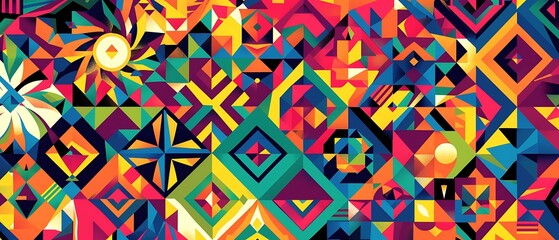 A colorful and dynamic geometric pattern for Hispanic heritage month