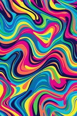 Fototapeta premium Abstract background with colorful wavy swirls of liquid paint mixing together, creating a vibrant and dynamic composition