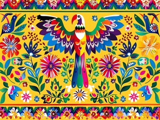 A vibrant design with bold Hispanic cultural motifs