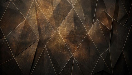 A dark background with an abstract pattern of lines and shapes in shades of brown, gold, and black. The texture is reminiscent of metal mesh or diamond wire patterns. 