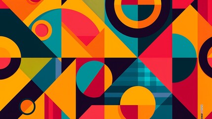 An abstract geometric background celebrating Hispanic heritage month with bold shapes
