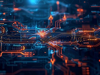 Sophisticated Abstract Technology Background with Artistic Elements Showcasing the Beauty and Complexity of Technology