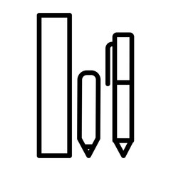Ruler, pencil and pen icon design in filled and outlined style