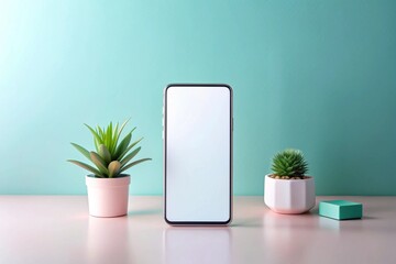 Smartphone with Blank Screen on minimalist background