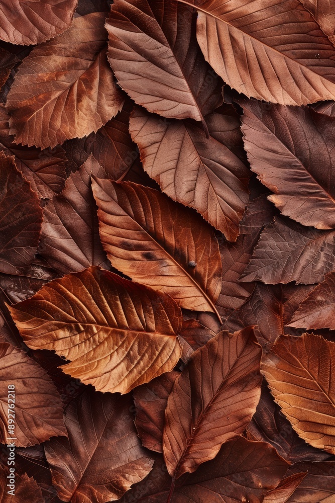 Poster autumn leaves create cozy atmosphere with warm colors. close-up shot captures intricate textures and