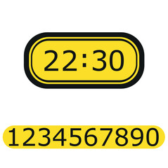 Digital clock number set. Electronic figures. Vector illustration.