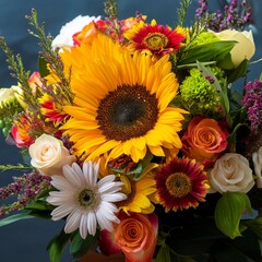 Fototapeta premium A beautiful bouquet of summer flowers